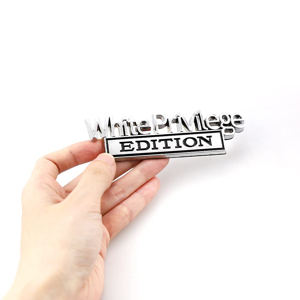2 Pcs White Priviledge Edition Emblem Car Side Rear Front Hood Trunk Door Fender Bumper Metal Badge 3D Decal Sticker Fit For F15
