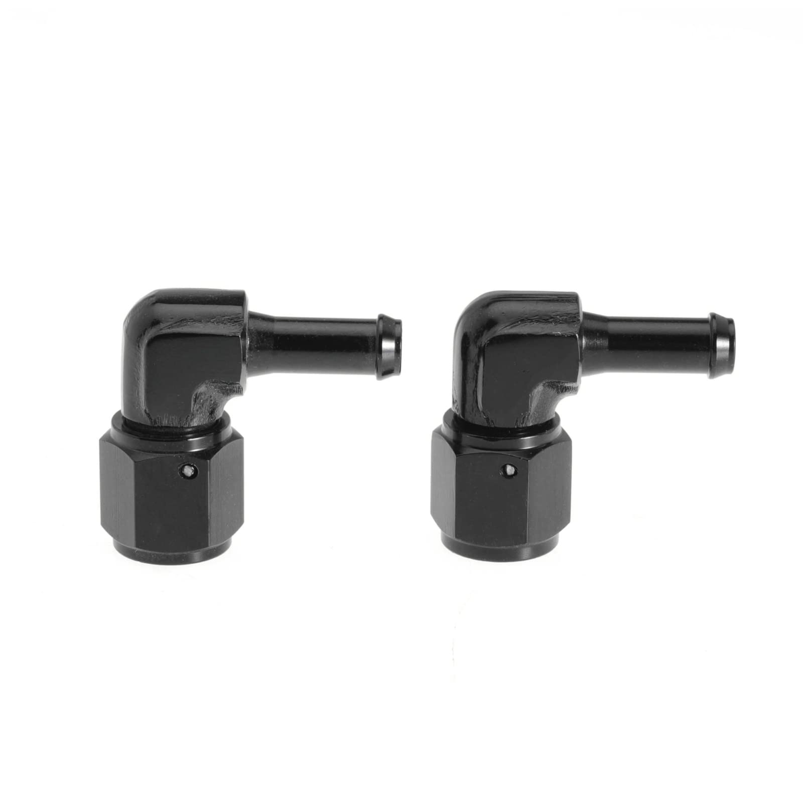 Female 6AN to 5/16 Hose Fuel Fittings 90 Degree Swivel Oil Line Pipe Adapter Black 2PCS