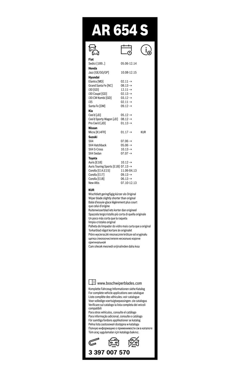 Bosch 3397007570 Aerotwin Oe Replacement Wiper Blades Driver & Passenger Side - Set Of 2 (26'' & 14'')