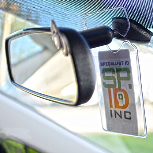 2 Pack - Clear Parking Permit Holder - Durable Vertical Parking Lot Pass Rear View Mirror Hanger - for Small Stickers and Passes