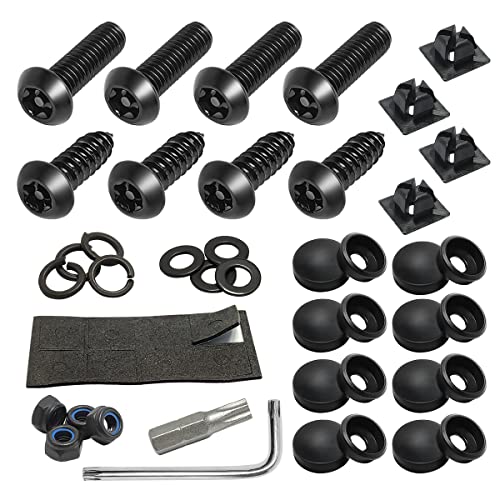 Anti Theft License Plate Screws Kits- Rustproof Stainless Steel Car Tag Plate Mounting Hardware, M6 (1/4'') Tamper Proof Screws,