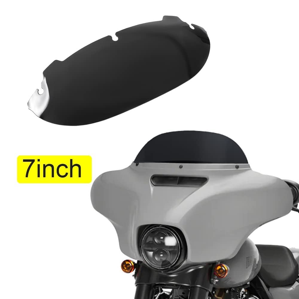 Wynmoto 7 Black Round Windshield Windscreen Compatible For 2014-2022 Harley Davidson Touring Street Glide/Electra Glide/Ultra Limited/Tri Glide Flht Flhx Flhxs Flhtk