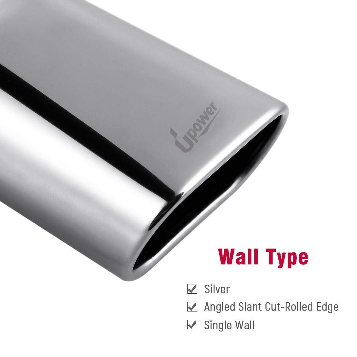 Upower Exhaust Tips 2.25'' Inlet 5.5''x3'' Outlet 9'' Long Stainless Steel Weld-On Rectangle Exhaust Tailpipe Tips