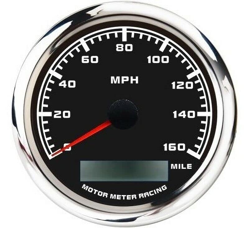 Motor Meter Racing W Pro 85Mm 3-3/8'' Gps Speedometer Digital Odometer 160 Mph Waterproof Black Dial White Led For Car Truck Mar