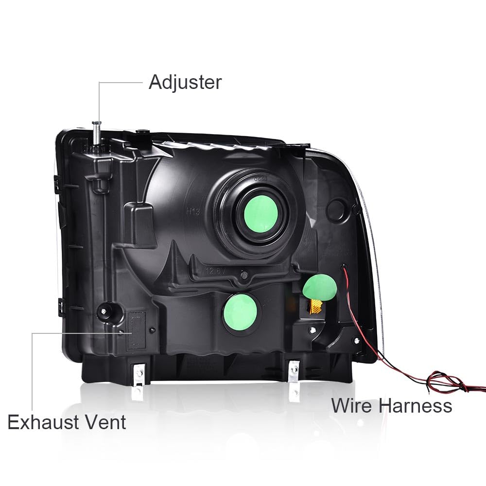 Pit66 Led Drl Headlight Assembly Compatible With 2005-2007 Ford F250 F350 F450 F550 Super Duty/ 2005 Excursion (Not Fit Sealed B