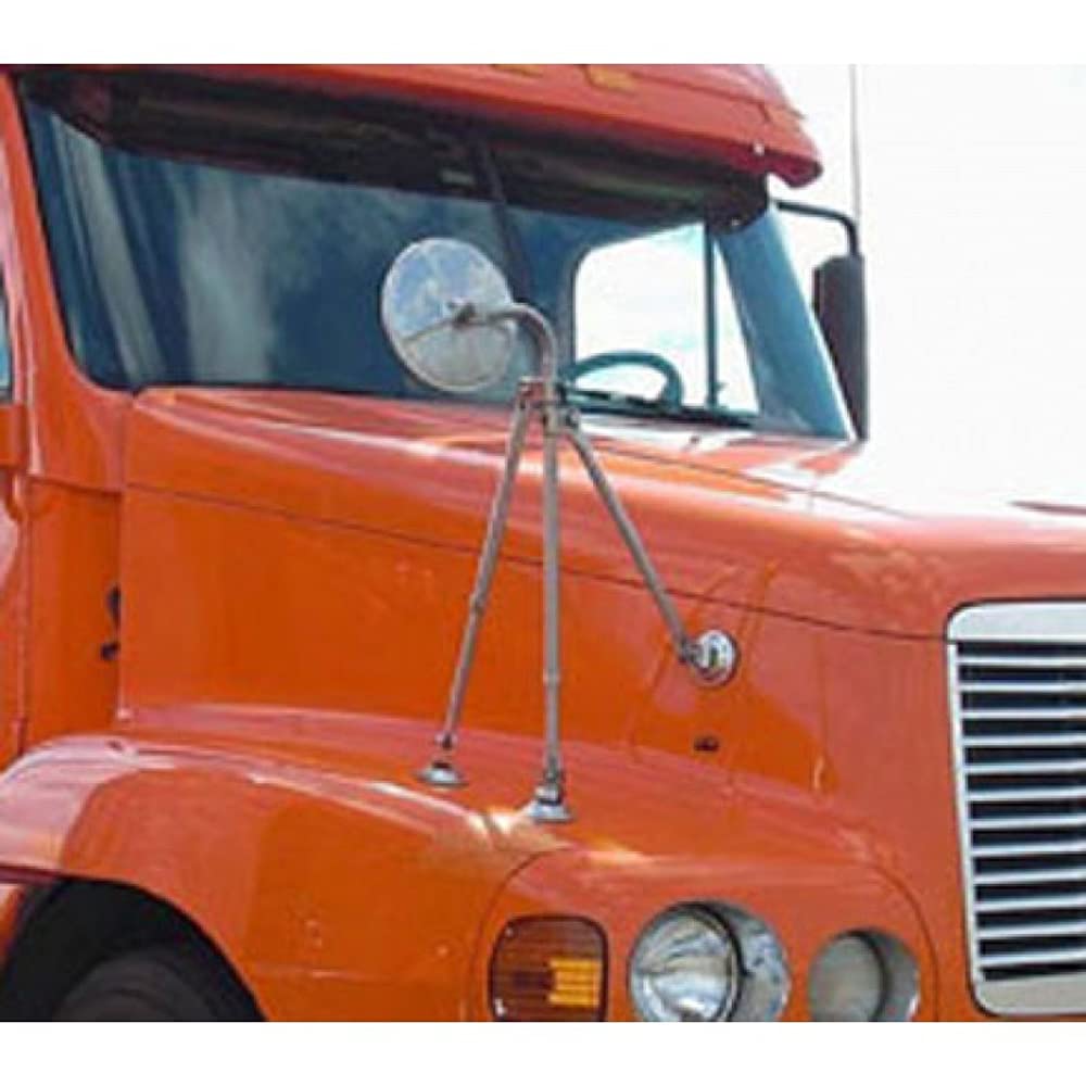 United Pacific 60036 Stainless Steel Tripod Fender Mirror Mount 8     Round Convex Mirror, Chrome Plated, Adjustable Legs, Wide