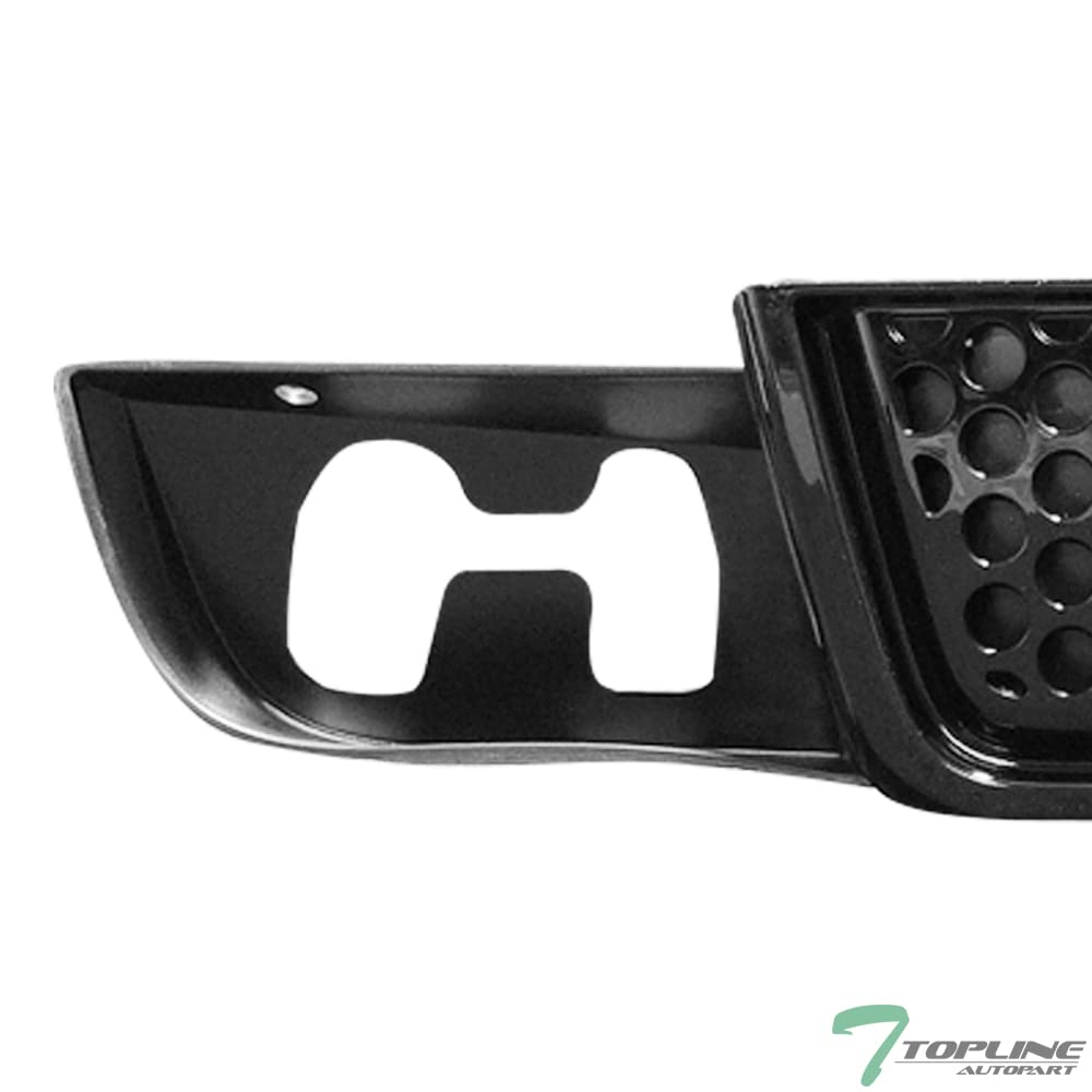 Topline Autopart Glossy Black Round Hole Mesh Grill Set for 07-14 GMC Yukon/XL/Denali - ABS Material, Front & Lower Bumper Grille