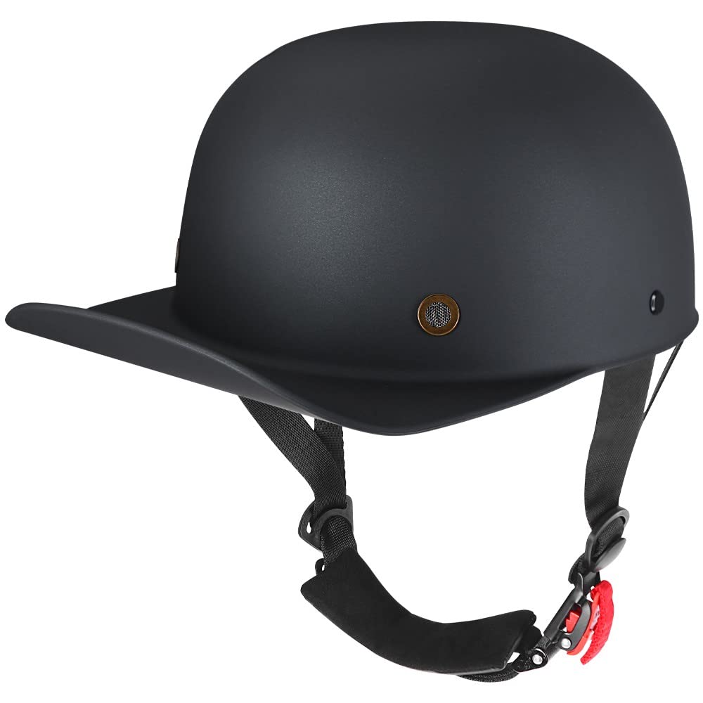 Yesmotor Baseball Style Cap Retro Motorcycle Helmet Unisex-Adult - Dot Approved (Matte Gray, X-Large)