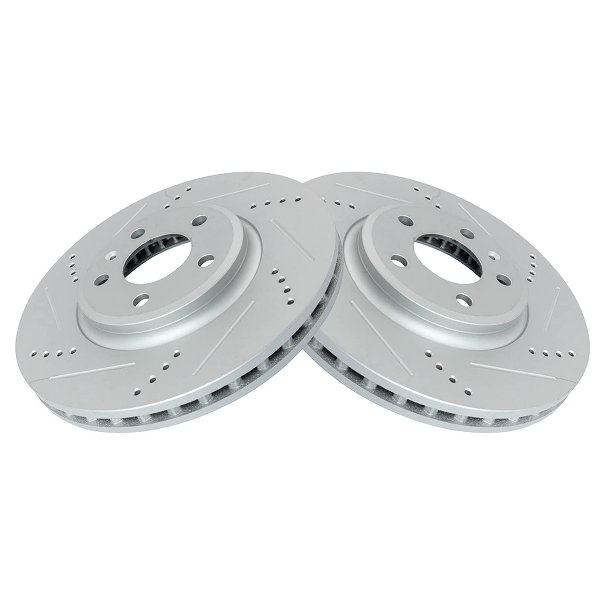 Trq Front Performance Brake Rotors Set Premium G-Coated Cross Drilled & Slotted Compatible With 2009-2011 Audi A4 A4 Quattro 201