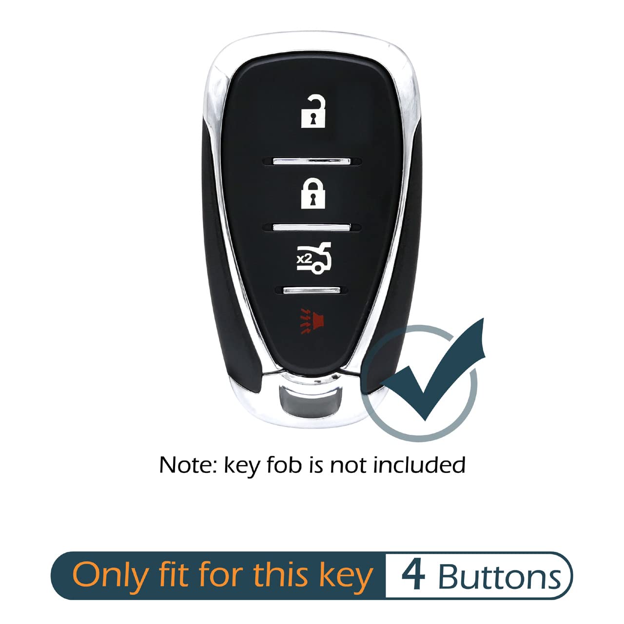 Gfdesign 2 Pcs Silicone 4 Buttons Key Fob Cover Remote Case Keyless Rubber Protector Holder Compatible With Chevrolet Chevy Bolt Camaro Equinox Malibu Sonic Spark Traverse Trax Volt Hyq4Ea (Black)