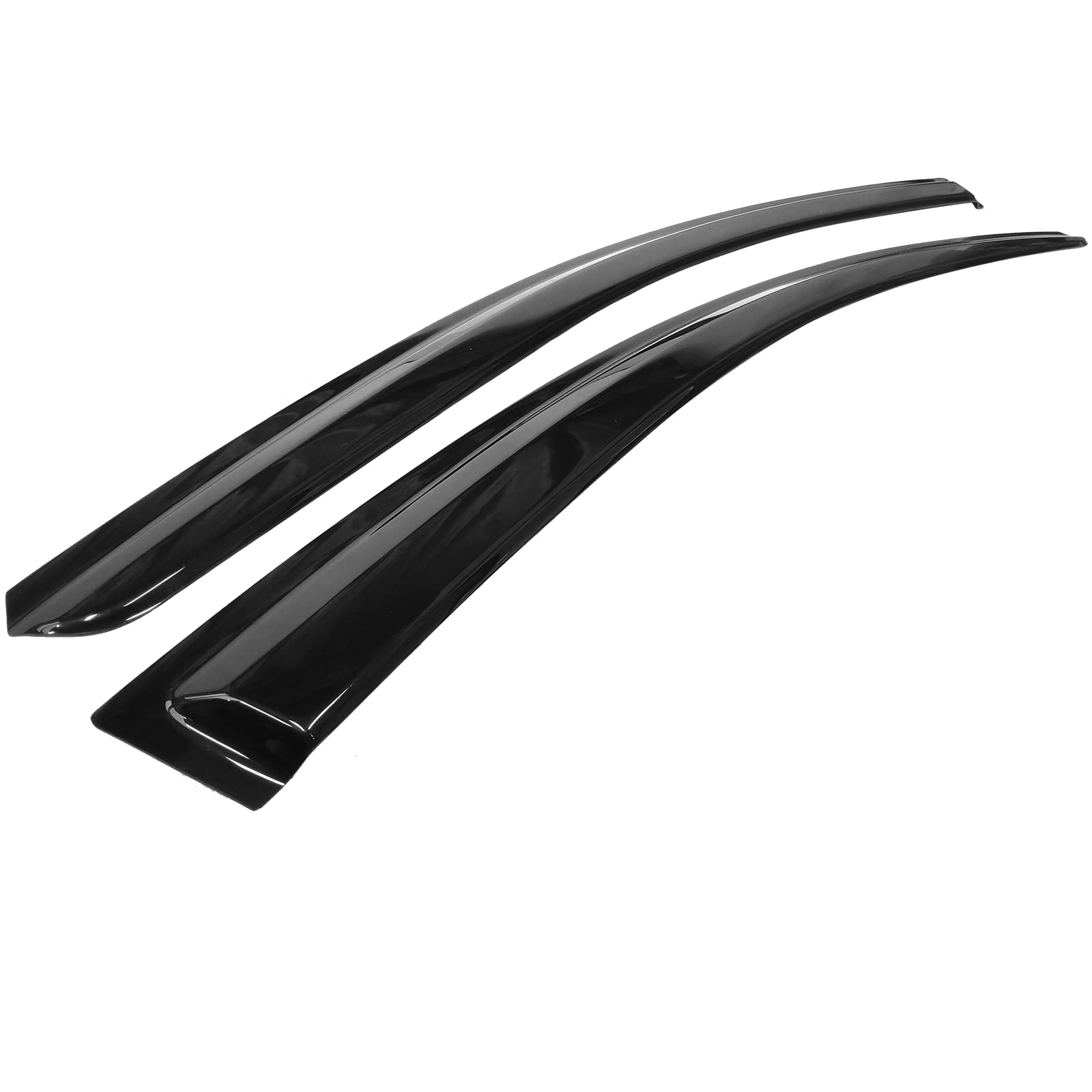 Window Visors Compatible with 2008-2017 Mitsubishi Lancer, Wind Deflector Rain Sun Guard Slim Style Tape On - Smoke Tint by IKON