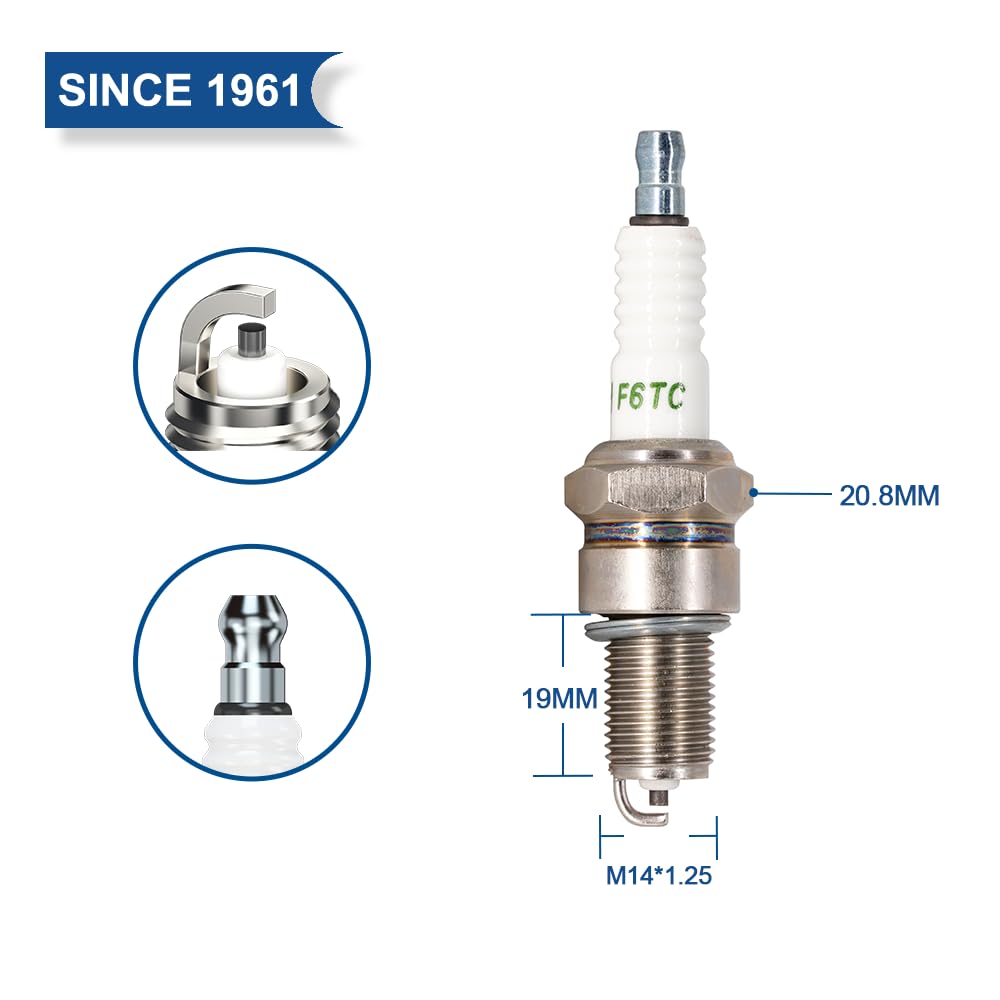 Pk4 Torch F6Tc Spark Plug Replace For Ngk Bp6Es Spark Plug, For Bosch W6D W7D Spark Plug, For Champion N9Yc Spark Plug, For Denso W20Ep-U, For Honda 98079-56841, For Autolite 53, For Brisk L15Yc, Oem