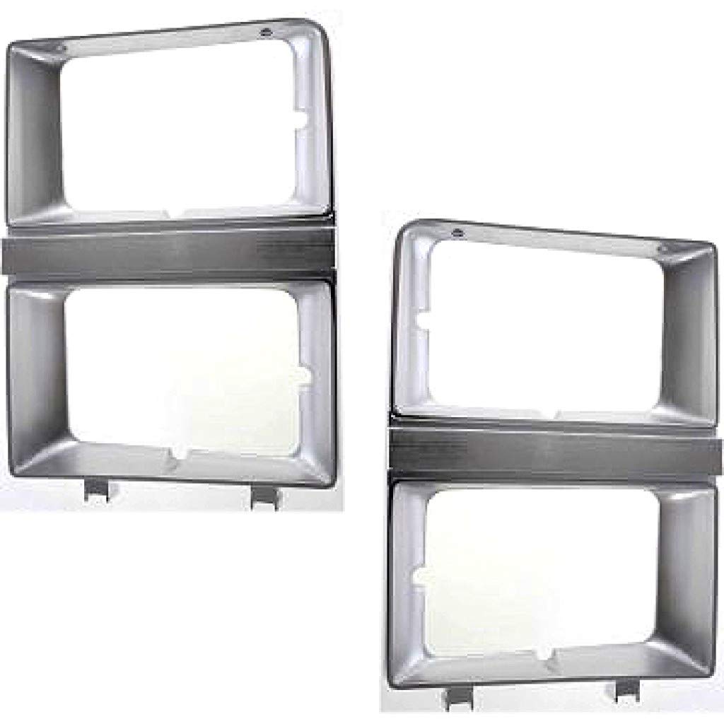 For Chevy C10 / C20 / C30 Headlight Door 1981 1982 Driver And Passenger Side Pair/Set | W/Dual Headlamps | Chrome | Gm2512106 + 