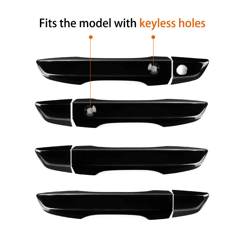 Thenice Black Door Handle Cover for 10th Gen Honda Civic 2016-2021 - Exterior Decoration with Smart Auto Lock Holes