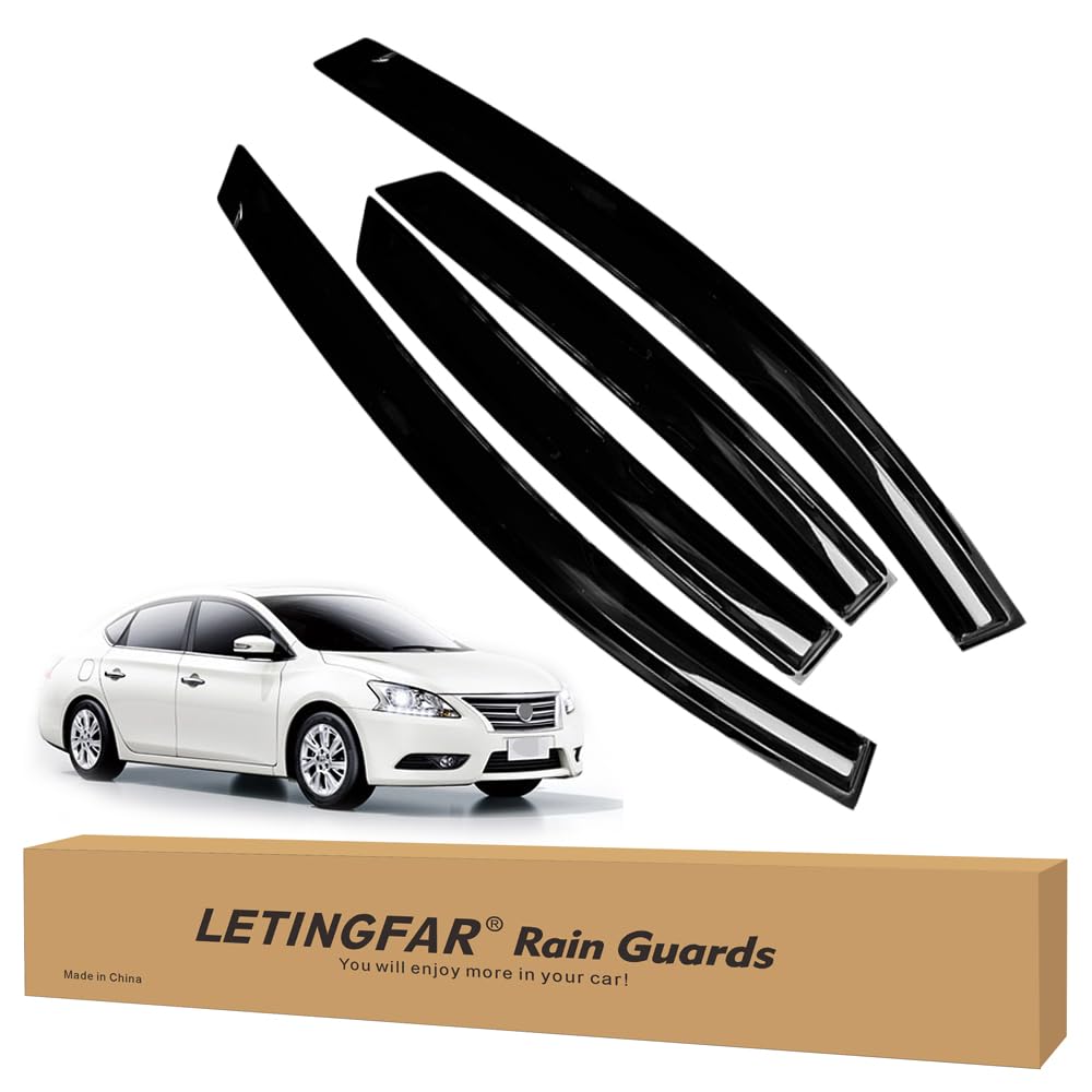 LETINGFAR Window Visors Rain Guards for Nissan Sentra 2013 2014 2015 2016 2017 2018 2019 Accessories, Wind Deflectors Vent Shade