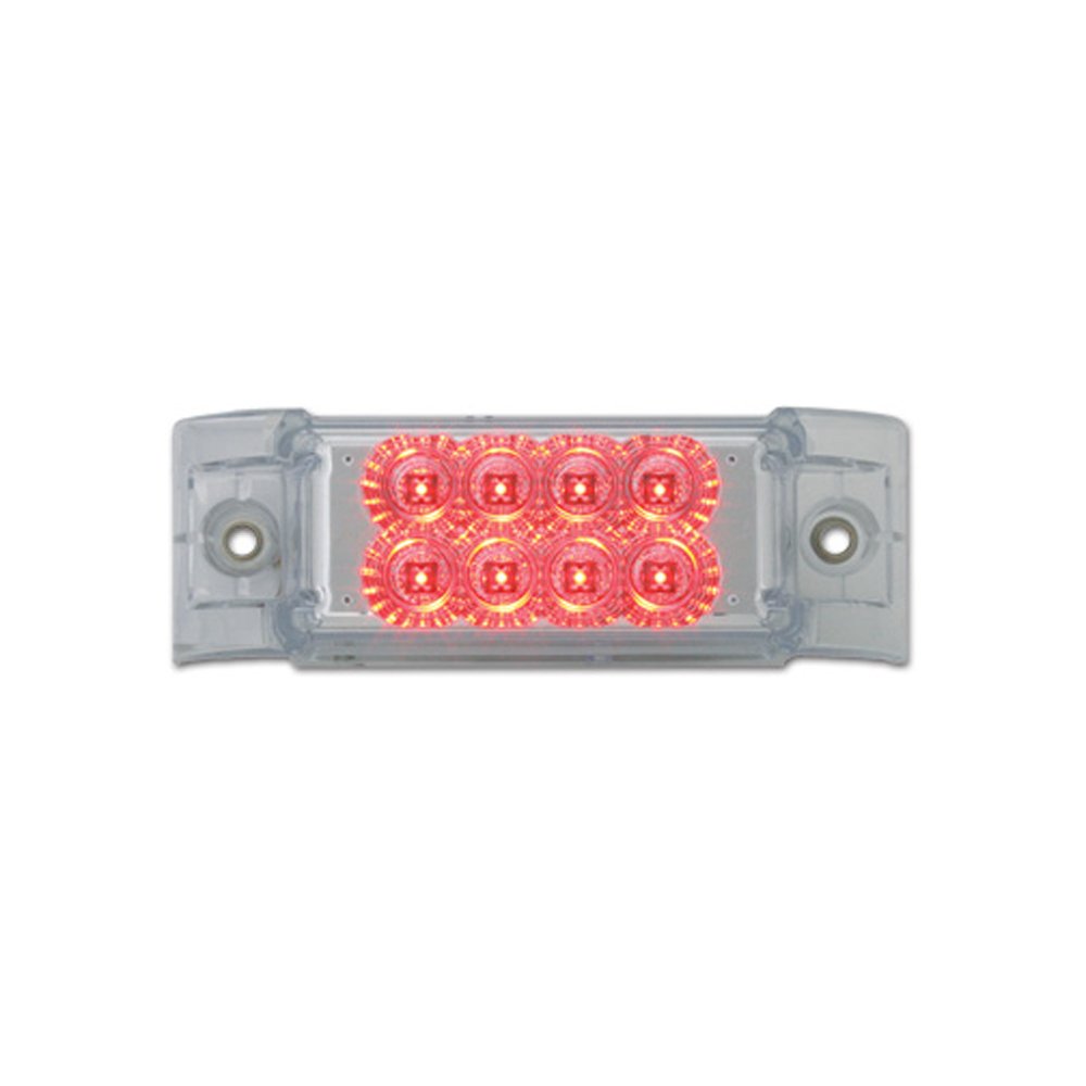Grand General 77663 Red Rectangular Spyder 8-Led Marker And Clearance Sealed Light With Clear Lens