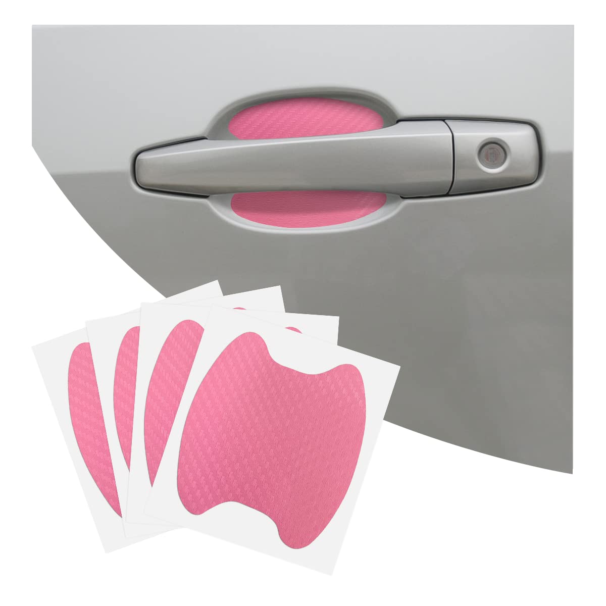 4PCS Car Handle Cup Stickers, Carbon Fiber Scratch Auto Door Protective Film, Non-Marking Car Bowl Protector, Universal Paint Co