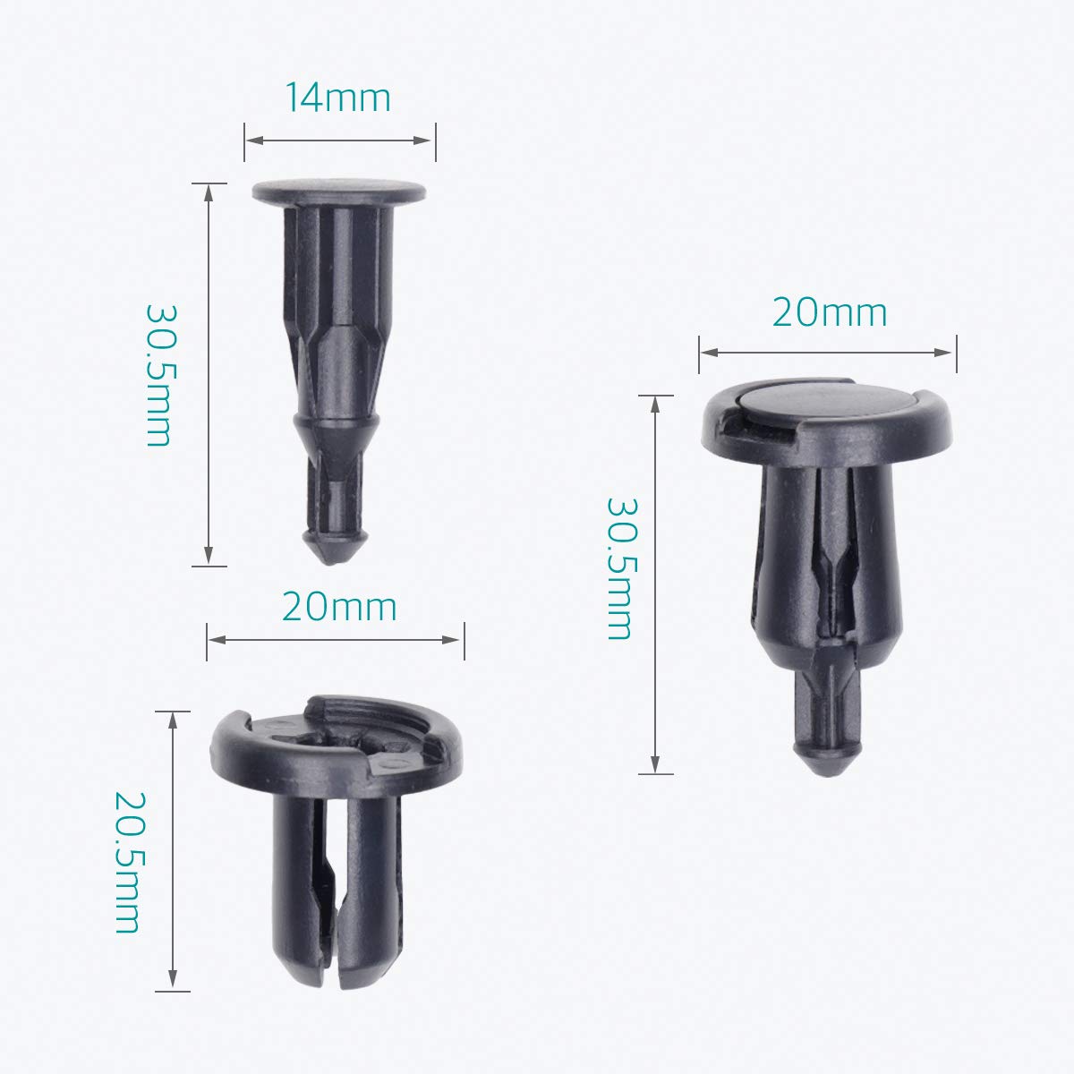 Lantee 10Mm Front & Rear Bumper Push-Type Retainer Fasteners Replace For Honda & Acura 91503-Sz5-003, Pack Of 30