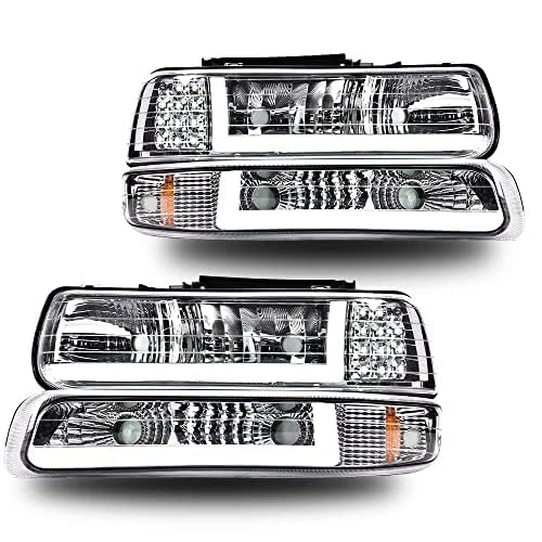 G-Plus Led Drl Headlights, Compatible With 1999-2002 Chevy Silverado 1500 2500/2001-2002 Silverado 1500Hd 2500Hd 3500, Driver Si