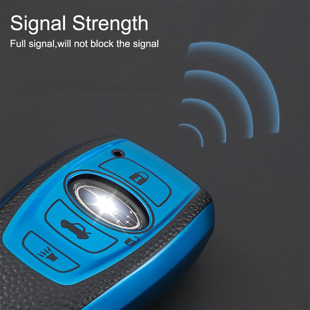 Cacacar For Subaru Key Fob Cover, Premium Soft Tpu Leather Full Cover Protection Key Fob Case For Subaru Forester Outback Brz Le