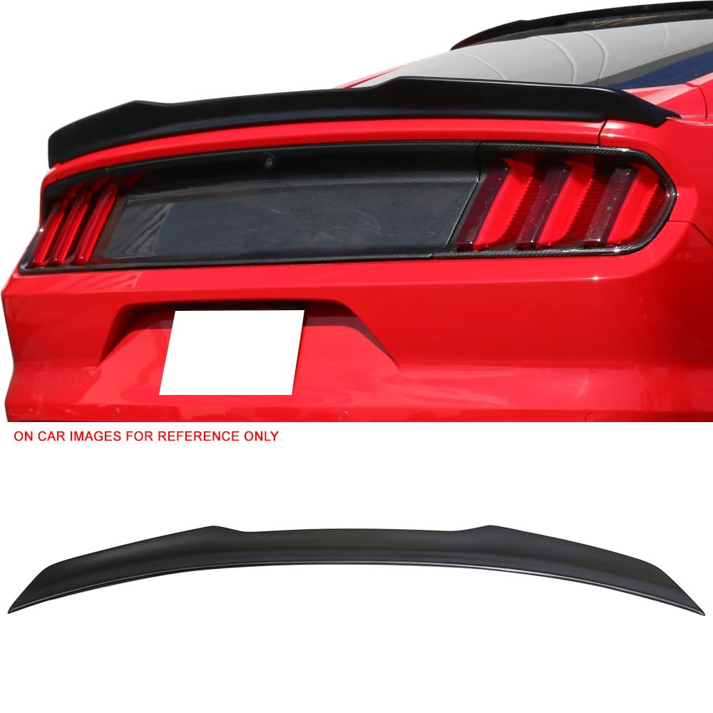 Trunk Spoiler Compatible With 2015-2023 Ford Mustang, High Kick V Style Matte Black MB ABS Rear Spoiler Wing Tail Lid Finnisher Deck Lip Other Color Available by IKON MOTORSPORTS, 2016