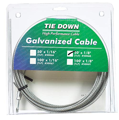 Tie Down 50068 Engineering 50068, Galvanized Cable, Swagged Loop And Thimble, 18 Inch, 50 Foot Roll, Pack