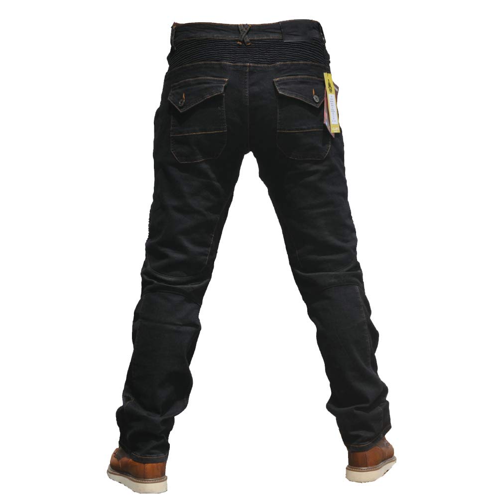 2019 Men Motorcycle Riding Jeans Armor Racing Cycling Pants With Upgrade Knee Hip Protector Pads (Black, L=32)