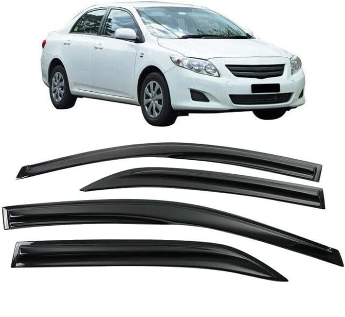 Zzdsnj Tape-On Window Visors 4-Piece For 2009-2013 Toyota Corolla Sedan Only Sun Rain Guard Shield Shade Smoke 94073