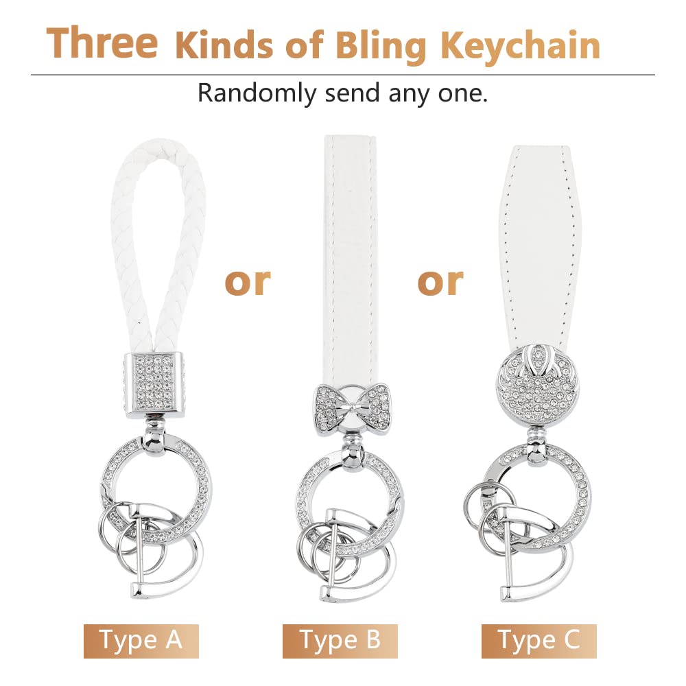 Pifoog Car Key Cover For Honda Civic 2022 Accessories Tpu Soft Keys Fob Shell Case 5 - Button Car Smart Keyless Entry Covers Glittering Keychain White Silver Girly Women