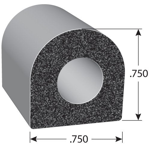 Trim-Lok D-Shaped Rubber Seal (Thick Wall) * * .75* * Height.75* * Width, 100* * Length * * Epdm Foam Seal With Ht (General Acry