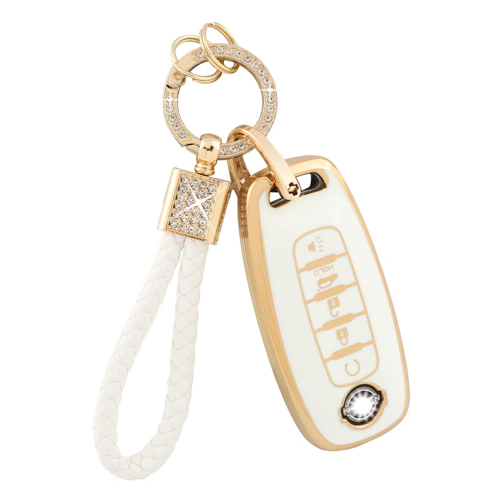 Pifoog For Rogue Key Fob Cover 5 Buttons 2023 Pathfinder Sl Platinum Car Key Case Shell Bling Keychain Lanyard Protector Protect