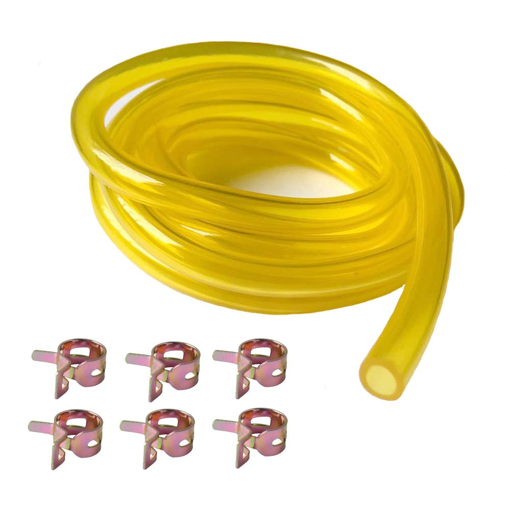 6-Feet-Long Fuel Line Hose 1/4'' Id X 3/8'' Od With Hose Clamps For Small Engines