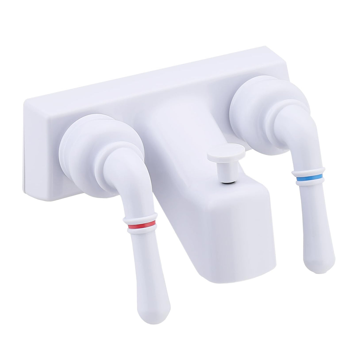 RV Shower Faucet, 4 inch Center-Set Tub/Shower Valve Diverter with 2-Levers Handles, Leak-Proof, Rust-Proof ABS Construction for