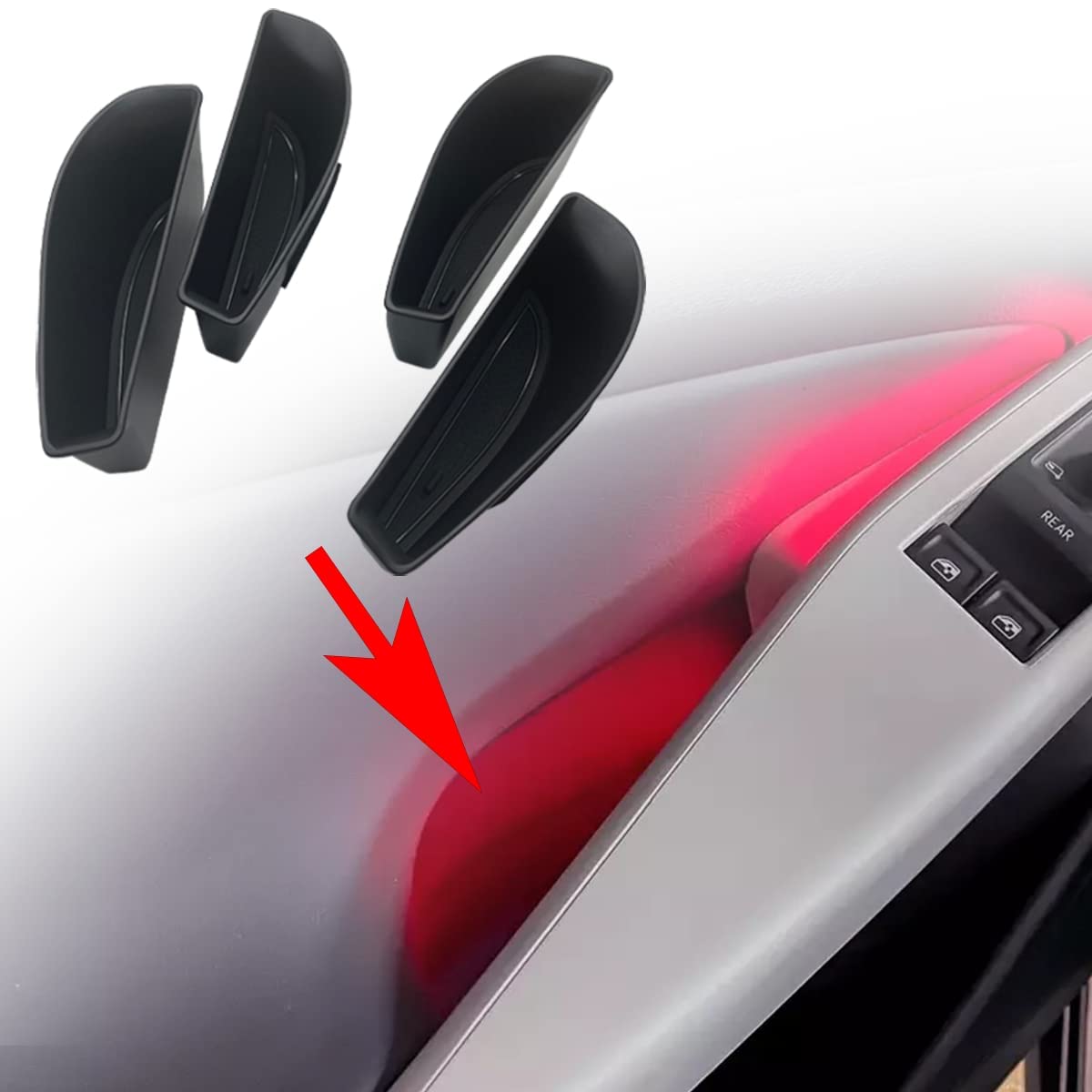 Aoskonology Compatible With 2021-2024 Vw Id.4 Interior Accessories, Id.4 Door Side Storage Box Door Handle Armrest Tray Organize
