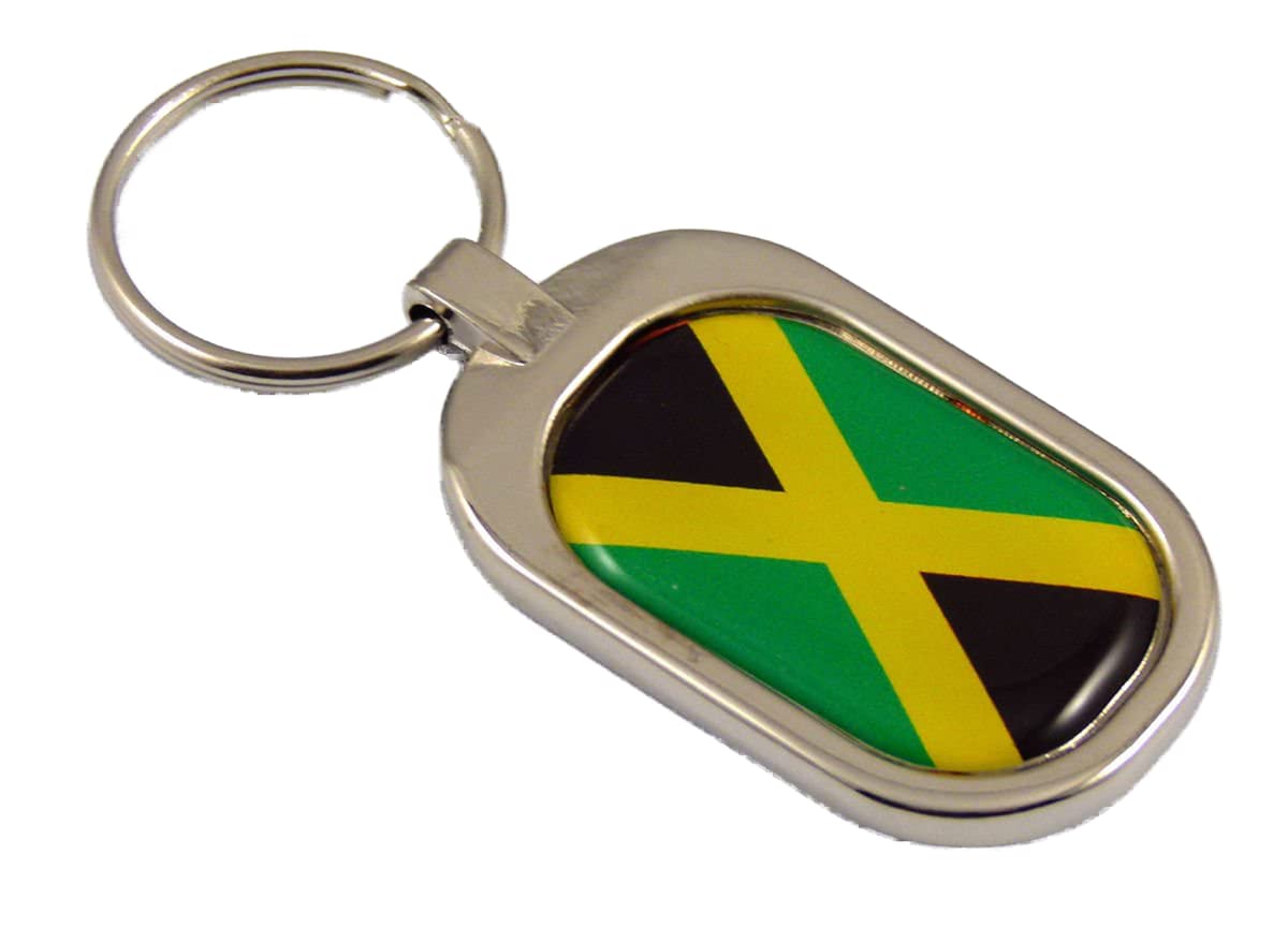 Jamaica Flag Key Chain Metal Chrome Plated Keychain Key fob keyfob Jamaican