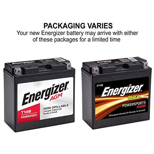 Energizer T14B Agm Motorcycle 12V Battery, 210 Cold Cranking Amps And 12 Ahr. Replaces: Yt14B-4 And Others