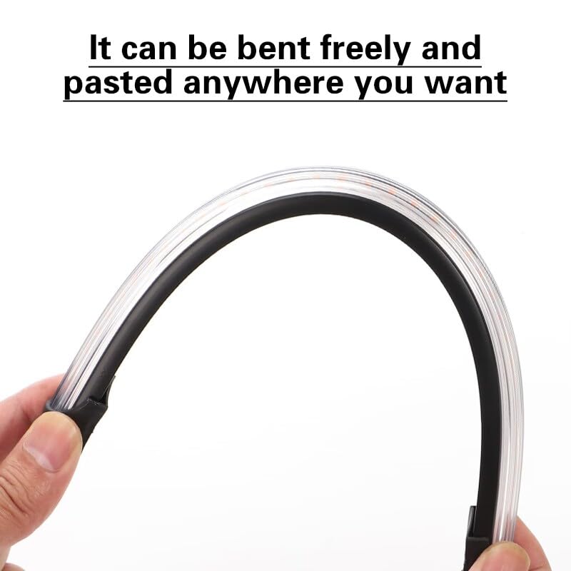 Exterior Car Led Lights, 2Pcs Flexible Daytime Running Light Strip Waterproof Auto Headlight Sequential White Turn Signal Yellow