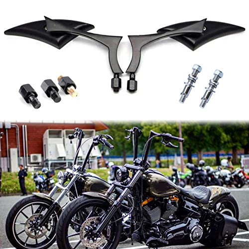 Black Universal Motorcycle Rearview Side Mirrors Compatible With Honda Kawasaki Suzuki Harley Bolt (Black-Harley)
