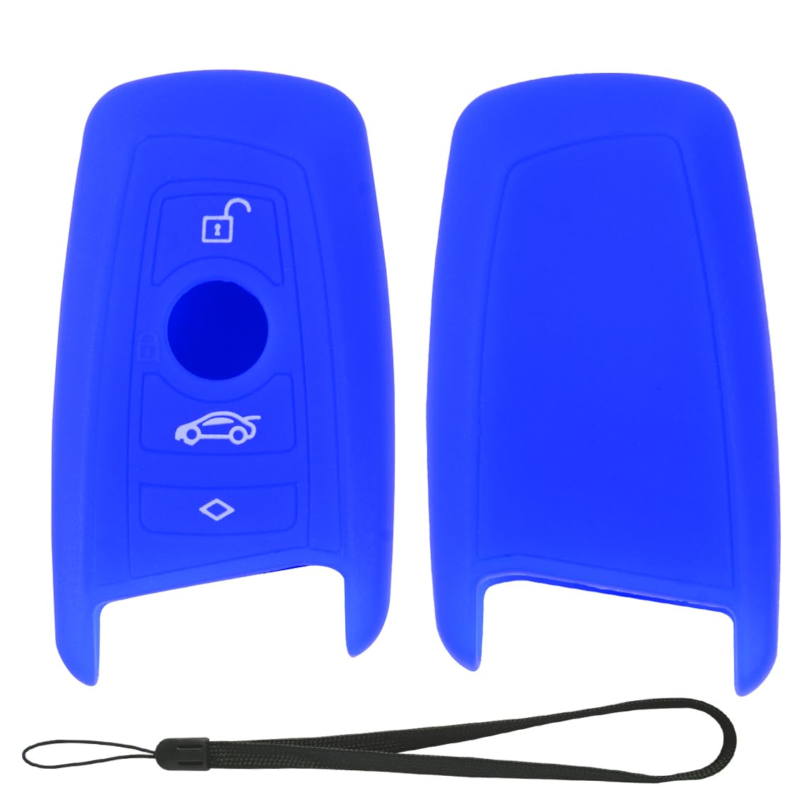 Velsman Compatible With Bmw Trapezoid Style Key Fob Silicone Case Cover Protector Holder W/Wrist Strap - 3 Buttons - Please Doub