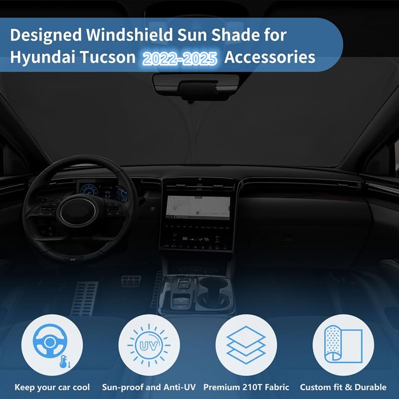 Windshield Sun Shade For Hyundai Tucson Accessories Foldable Window Sunshade Fit 2025 2024 2023 2022 Hyundai Tucson Front Window