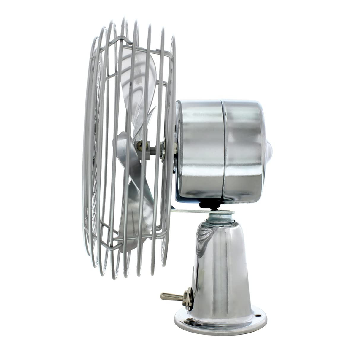 United Pacific 40848 Heavy-Duty Chrome 12V Car Fan W/6 Fan Blade For Cars, Trucks, Rvs, & Vans, All Metal, 2-Speeds, Adjustable Base - One Fan