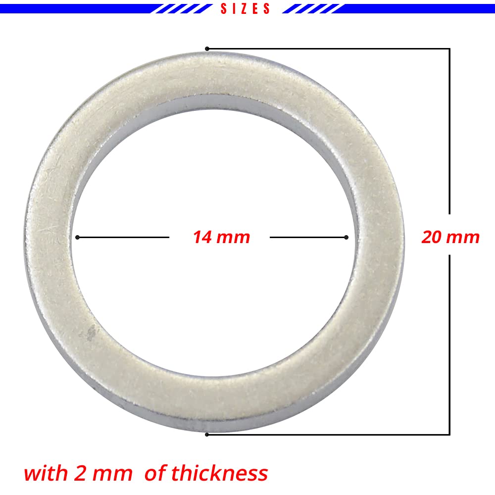 Mean Mug Auto 82521-15167A 20x Oil Pan Drain Plug Gaskets - Crush Washers - Compatible with Hyundai, Kia - Replaces OEM #: 21513-23001