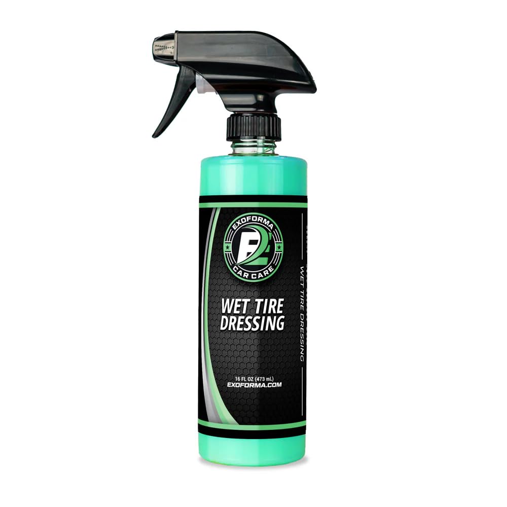 Exoforma Wet Tire Dressing Spray - Extremely High Shine Tire Dressing For That Wet Look - No Sling, Non-Greasy Silicone Formula 