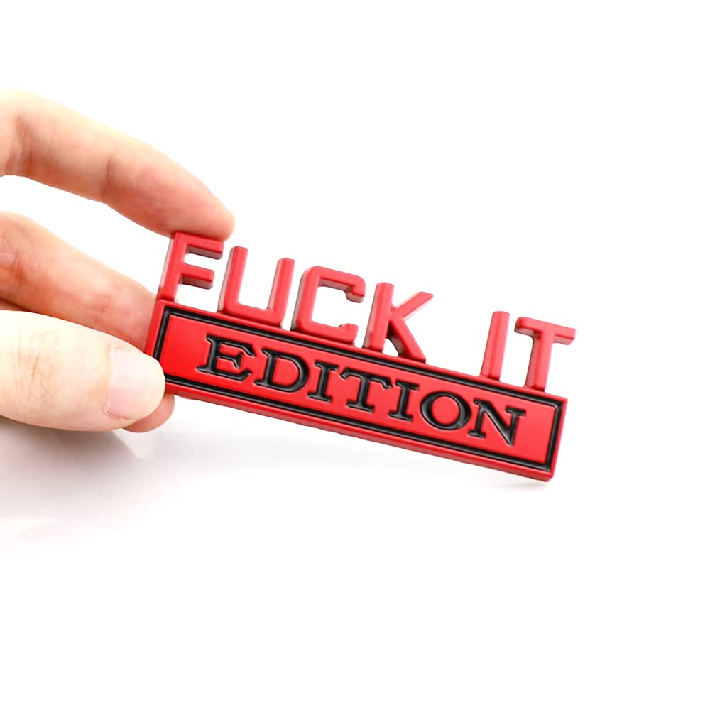 Carrun 2 Pcs Fuck It Edition Emblem Car Side Rear Front Hood Trunk Door Badge 3D Decal Sticker Fit For Car Truck Suv (Fuck It, R