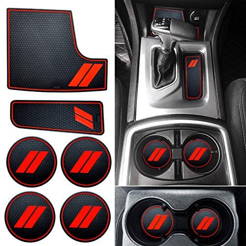 Hamsam For Dodge Charger Accessories 2015-2021 Anti Dust Cup Holder Inserts, Door Pocket Liners And Center Console Liner Mats Pr