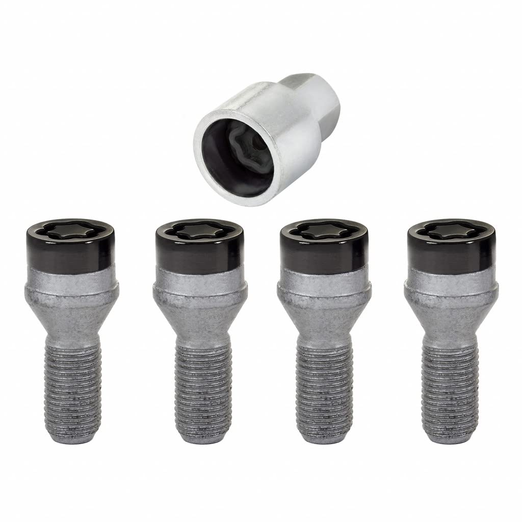 McGard Wheel Lock Bolt Set for BMW X5 2006-2019 | Cone Seat | M14 x 1.25 | 17mm Hex | 27.3mm Shank Length | 4-Pack | Black