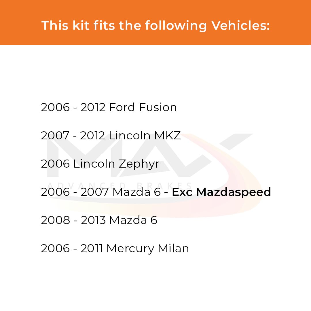 Max Advanced Brakes Rear Brake Kit Compatible With 2006-2008 2009 2010 2011 2012 Ford Fusion Compatible With Mazda 6 Replacement