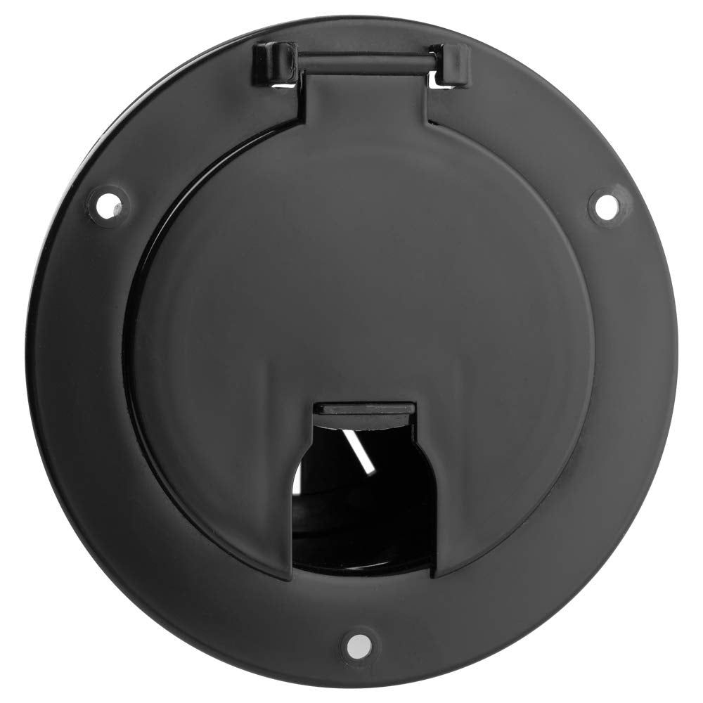 Halotronics Rv 5-Inch Round Electric Cable Hatch For 30 And 50 Amp Cords (Black)