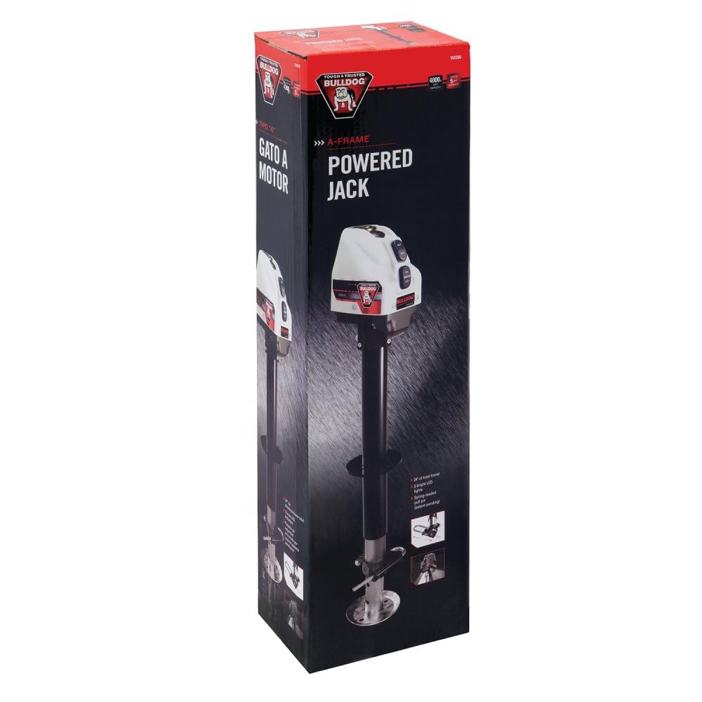 Bulldog Cases 500200 Powered Trailer Jack, A-Frame, 4,000 Lbs. Lift Capacity, Bolt-On, 22 Inch Travel