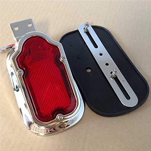 Xkmt-Chromed Heavy Metal Aluminum Red Tombstone Brake Tail Light Signal Compatible With Motorcycle Bike [B00Yyl7Uek]